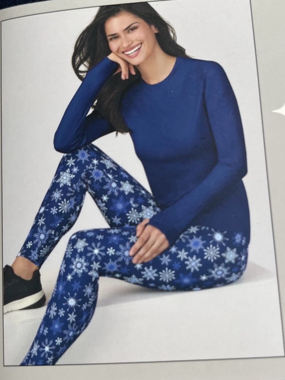 ClimateRight by Cuddl Duds Women’s 2-Piece Base Layer Top Legging Set • Blue M